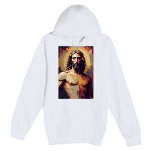 Jesus Christ Stained Glass Art Premium Pullover Hoodie