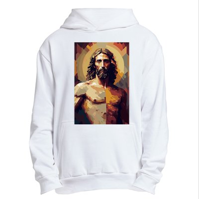 Jesus Christ Stained Glass Art Urban Pullover Hoodie