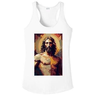 Jesus Christ Stained Glass Art Ladies PosiCharge Competitor Racerback Tank