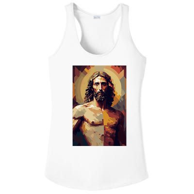 Jesus Christ Stained Glass Art Ladies PosiCharge Competitor Racerback Tank