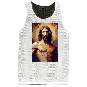 Jesus Christ Stained Glass Art Mesh Reversible Basketball Jersey Tank