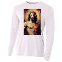 Jesus Christ Stained Glass Art Cooling Performance Long Sleeve Crew