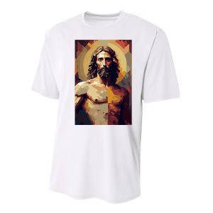 Jesus Christ Stained Glass Art Performance Sprint T-Shirt