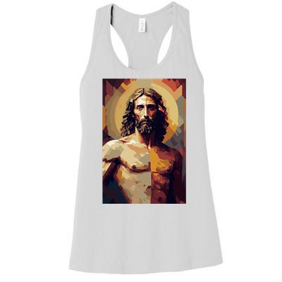 Jesus Christ Stained Glass Art Women's Racerback Tank