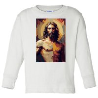 Jesus Christ Stained Glass Art Toddler Long Sleeve Shirt