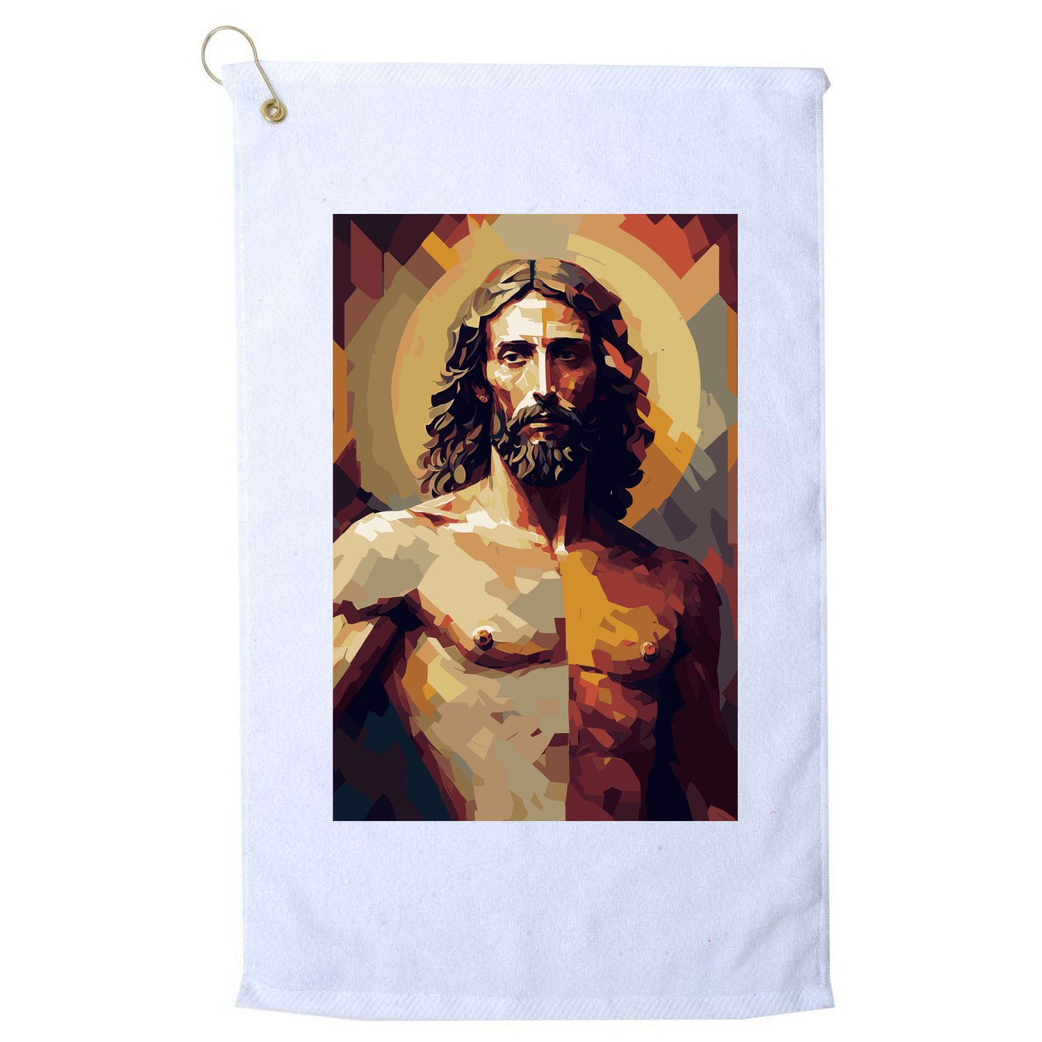 Jesus Christ Stained Glass Art Golf Towel