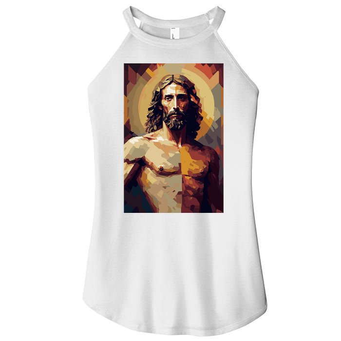 Jesus Christ Stained Glass Art Women’s Perfect Tri Rocker Tank