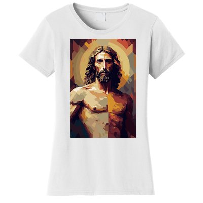 Jesus Christ Stained Glass Art Women's T-Shirt