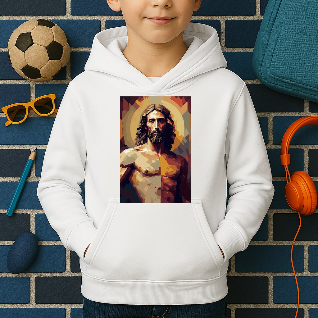 Jesus Christ Stained Glass Art Kids Hoodie