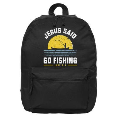 Jesus Christ Said Go Fishing Christian Fisherman Faith 16 in Basic Backpack