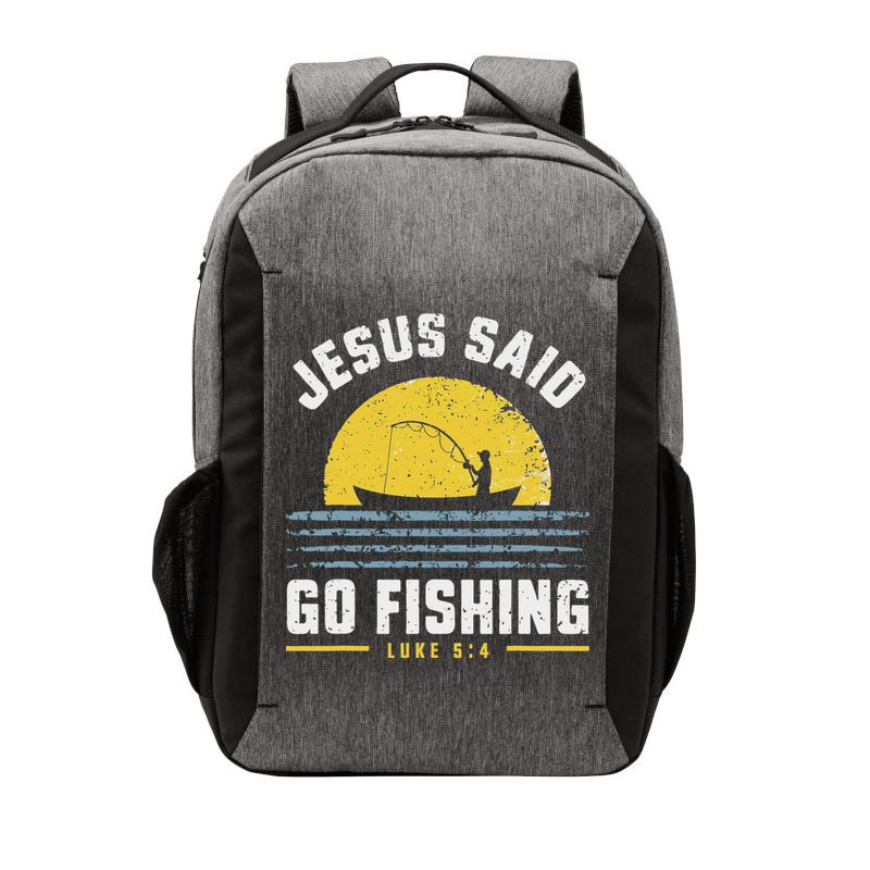 Jesus Christ Said Go Fishing Christian Fisherman Faith Vector Backpack
