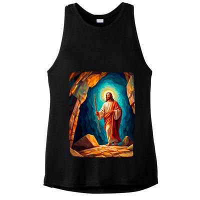 Jesus Christ Scene Portrait Ladies PosiCharge Tri-Blend Wicking Tank