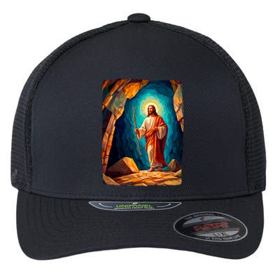 Jesus Christ Scene Portrait Flexfit Unipanel Trucker Cap