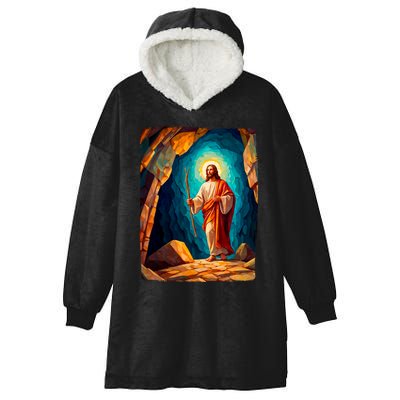 Jesus Christ Scene Portrait Hooded Wearable Blanket