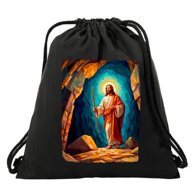 Jesus Christ Scene Portrait Drawstring Bag