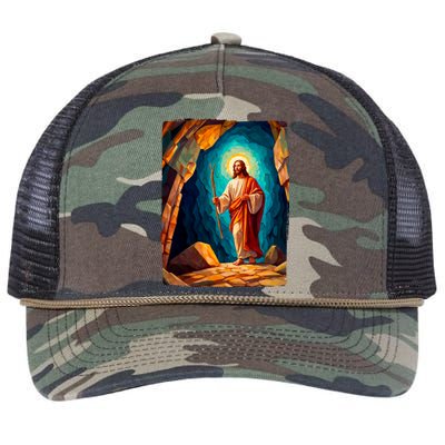 Jesus Christ Scene Portrait Retro Rope Trucker Hat Cap