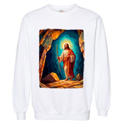 Jesus Christ Scene Portrait Garment-Dyed Sweatshirt