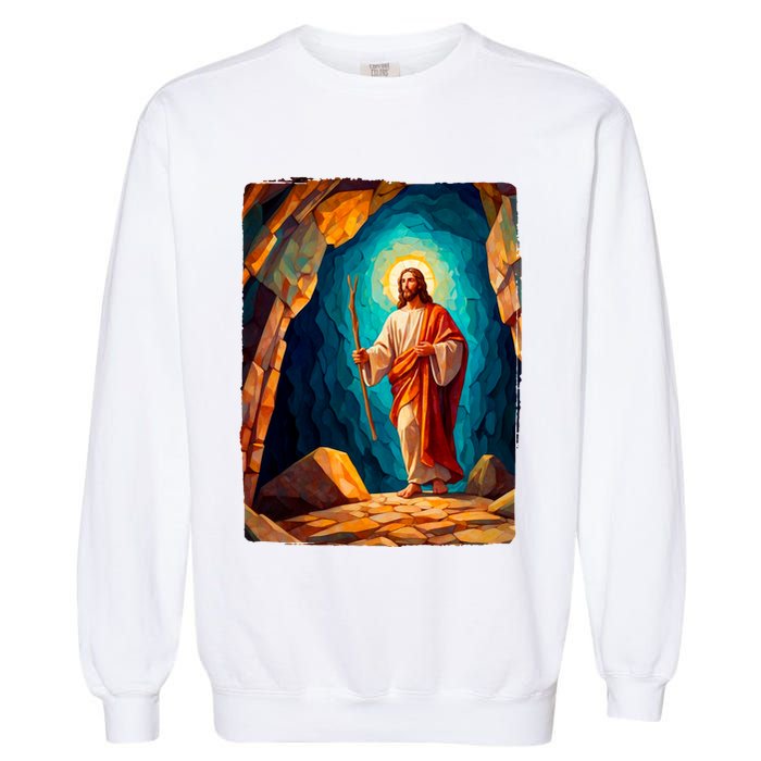 Jesus Christ Scene Portrait Garment-Dyed Sweatshirt