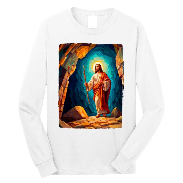 Jesus Christ Scene Portrait Long Sleeve Shirt