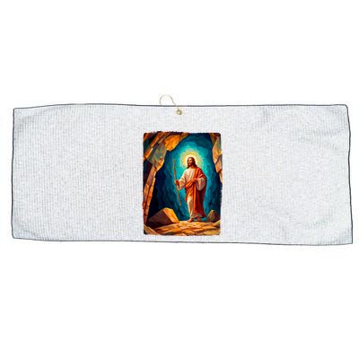 Jesus Christ Scene Portrait Large Microfiber Waffle Golf Towel