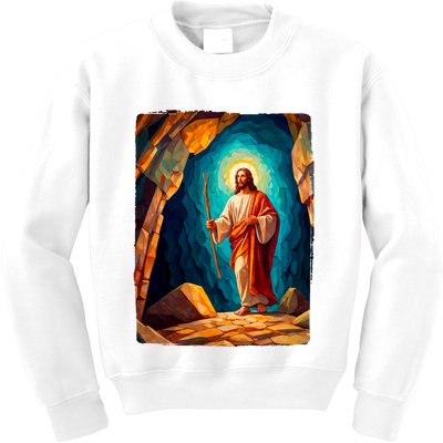 Jesus Christ Scene Portrait Kids Sweatshirt