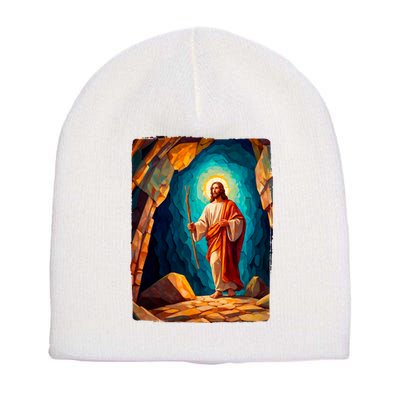 Jesus Christ Scene Portrait Short Acrylic Beanie