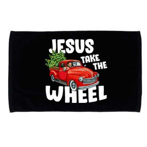 Jesus Christ Take The Wheel Red Truck Christmas Christian Microfiber Hand Towel