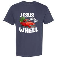 Jesus Christ Take The Wheel Red Truck Christmas Christian Garment-Dyed Heavyweight T-Shirt