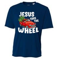 Jesus Christ Take The Wheel Red Truck Christmas Christian Cooling Performance Crew T-Shirt