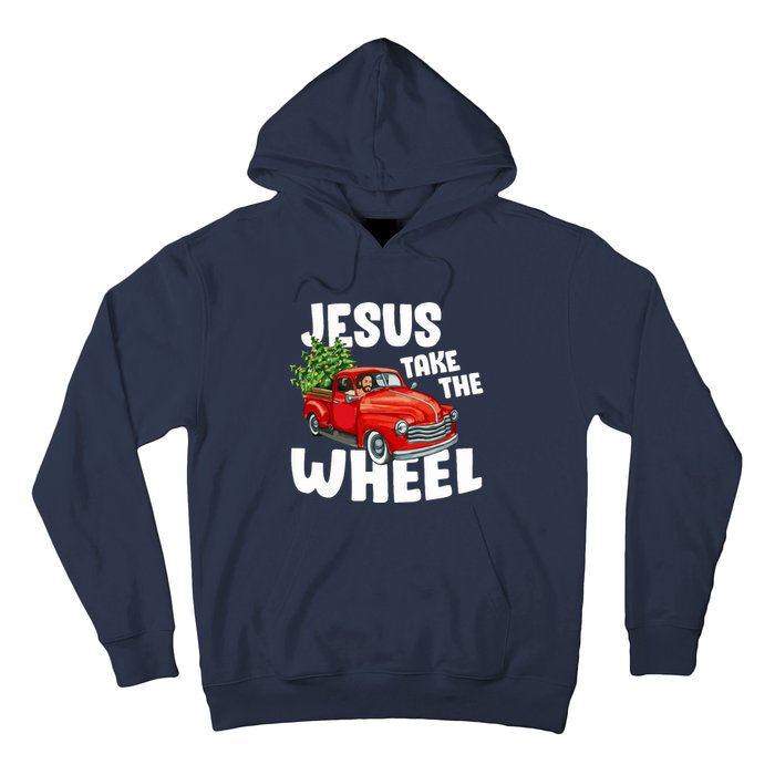 Jesus Christ Take The Wheel Red Truck Christmas Christian Hoodie