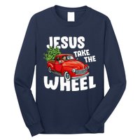 Jesus Christ Take The Wheel Red Truck Christmas Christian Long Sleeve Shirt