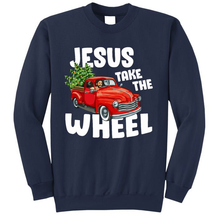 Jesus Christ Take The Wheel Red Truck Christmas Christian Sweatshirt