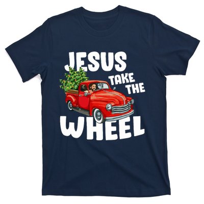 Jesus Christ Take The Wheel Red Truck Christmas Christian T-Shirt