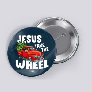 Jesus Christ Take The Wheel Red Truck Christmas Christian Button