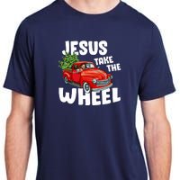 Jesus Christ Take The Wheel Red Truck Christmas Christian Adult ChromaSoft Performance T-Shirt