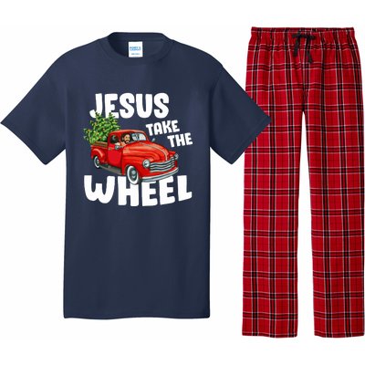 Jesus Christ Take The Wheel Red Truck Christmas Christian Pajama Set