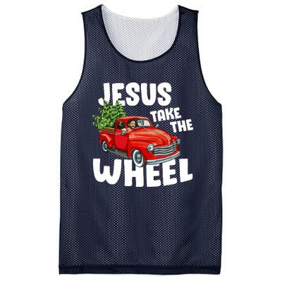 Jesus Christ Take The Wheel Red Truck Christmas Christian Mesh Reversible Basketball Jersey Tank