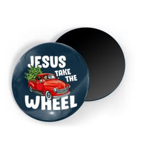 Jesus Christ Take The Wheel Red Truck Christmas Christian Magnet