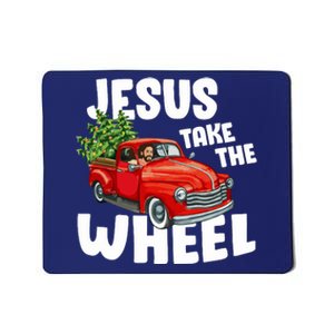 Jesus Christ Take The Wheel Red Truck Christmas Christian Mousepad