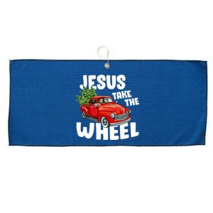 Jesus Christ Take The Wheel Red Truck Christmas Christian Large Microfiber Waffle Golf Towel