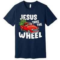 Jesus Christ Take The Wheel Red Truck Christmas Christian Premium T-Shirt