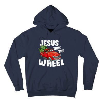 Jesus Christ Take The Wheel Red Truck Christmas Christian Tall Hoodie