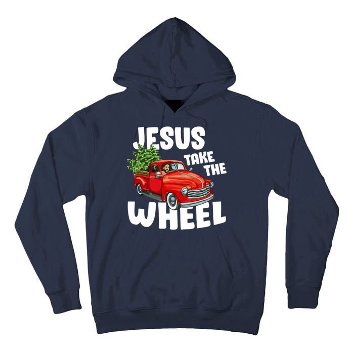 Jesus Christ Take The Wheel Red Truck Christmas Christian Tall Hoodie