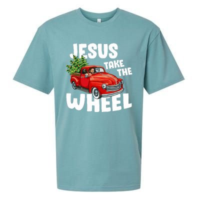 Jesus Christ Take The Wheel Red Truck Christmas Christian Sueded Cloud Jersey T-Shirt