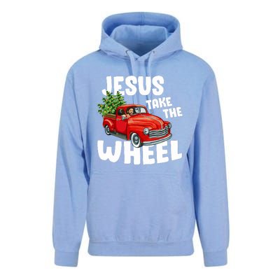 Jesus Christ Take The Wheel Red Truck Christmas Christian Unisex Surf Hoodie