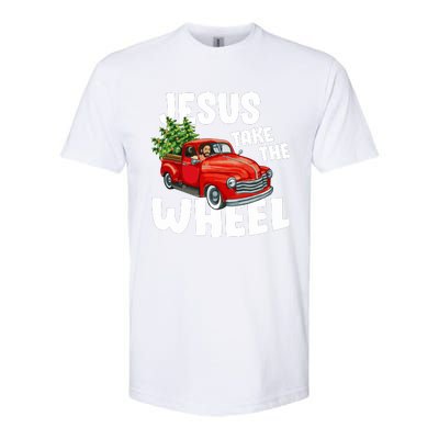 Jesus Christ Take The Wheel Red Truck Christmas Christian Softstyle CVC T-Shirt