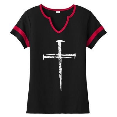 Jesus Cross Three Nails Christian Vintage Ladies Halftime Notch Neck Tee