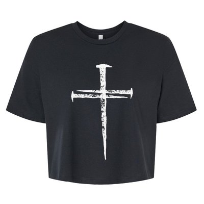 Jesus Cross Three Nails Christian Vintage Bella+Canvas Jersey Crop Tee