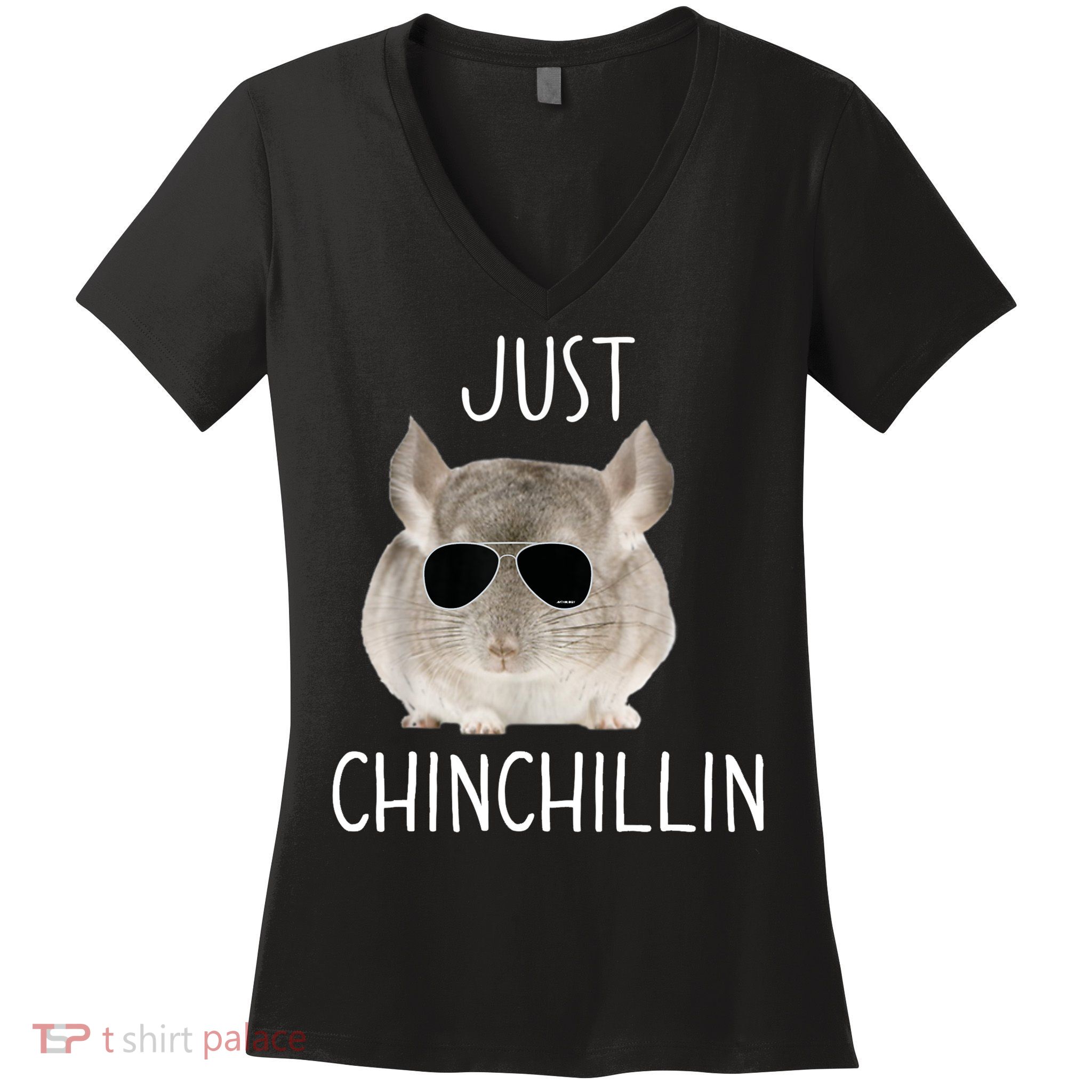 JUST CHINCHILLIN TSHIRT, CHINCHILLA, BRO, RELAXING, CHILLIN Women's V-Neck T-Shirt