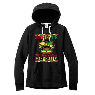 Juneteenth Celebrations through glasses of Bold Black  Women's Fleece Hoodie